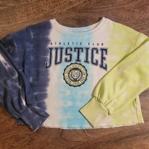 Justice Kids Athletic Club Tie-Dye Sweatshirt - Blue, Green, and Cream